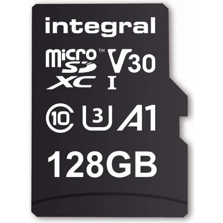 Speicherkarte 128 GB microSDxC Premium High Speed bis zu 100 MB-s Lesen, 45 MB-s Schreiben, V30 UHS-I U3 + SD-Adapter, by Integral Memory
