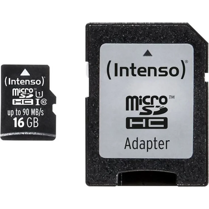 Intenso Professional microSDHC UHS-I Class 10 16GB Speicherkarte inkl. SD-Adapter (bis 90Mbps) schwarz – Bild 1