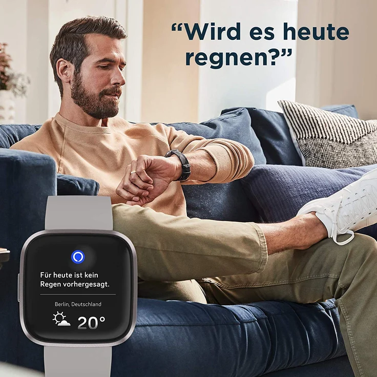 Fitbit Versa 2 Smartwatch Unisex, Einheitsgröße, Aluminiumgehäuse, Steingrau/Nebelgrau – Bild 6