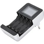 Hama Ladegerät für AA und AAA Akkus (Einzelschachtladung mit intelligentem Ladeverfahren, automatische Abschaltung, LCD-Display) schwarz