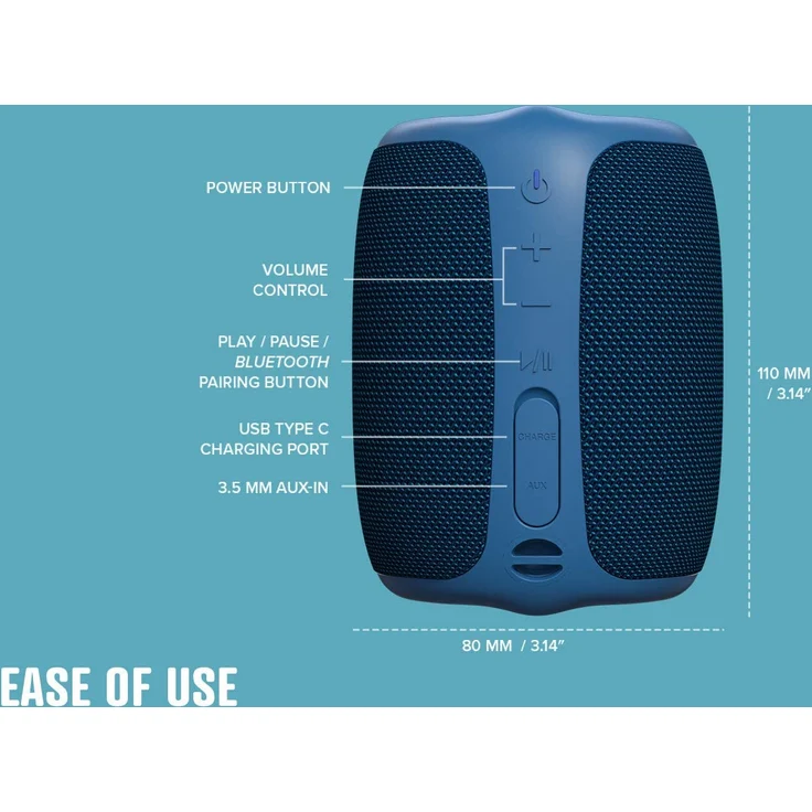 Creative MuVo Play (51MF8365AA000) Bluetooth-Lautsprecher, wasserdicht, Dunkelblau – Bild 7
