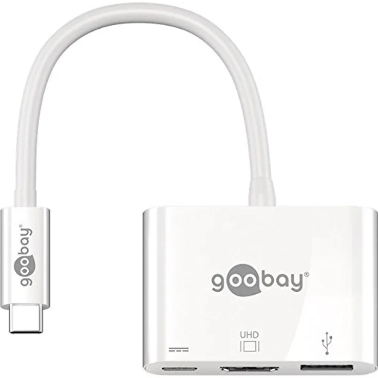 Goobay 62104 USB-C Multiport-Adapter HDMI, PD, weiß
