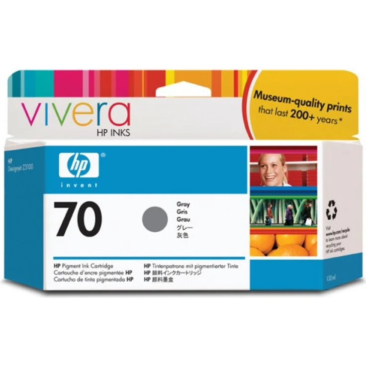 HP 70 Grau DesignJet Tintenpatrone, 130 ml – Bild 1