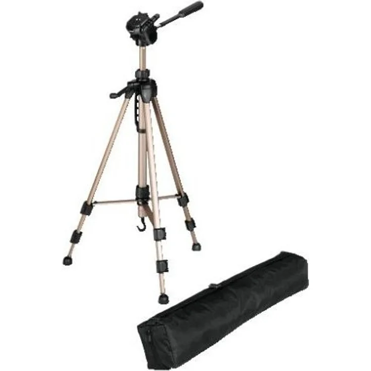 Hama Kamera Stativ Star 61 (Leichtes Dreibeinstativ mit 3-Wege-Kopf, Fotostativ mit 60-153cm Höhe, Tripod inkl. Tragetasche, Kamerastativ passend für Spigelreflex- und Systemkameras) Champagner – Bild 2