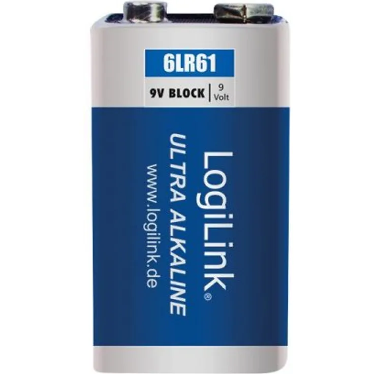 LogiLink 6LR61B1 Block 9V Batterie (Blister mit 1 Stück) blau