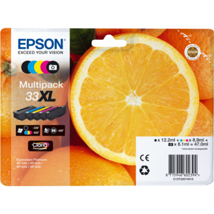 Epson Original 33XL Tinte Orange) Multipack 5-farbig