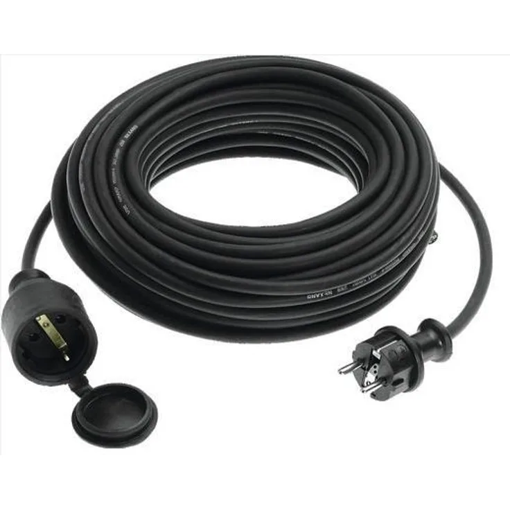 UNITEC 44563 Gummi-Verlängerung H05RR-F 3G1,5 mm², 10 m, schwarz