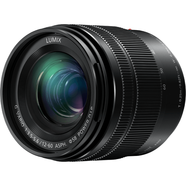 Panasonic H-FS12060E LUMIX G Vario 12-60 mm F3.5-5.6 ASPH. Objektiv (5x Zoom, Power O.I.S. Bildstabilisator, Staub-- Spritzwasserschutz) schwarz
