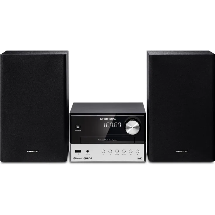 Grundig CMS 1050 DAB+ BT Kompakt Micro Anlage (Bluetooth, CD-MP3-Wiedergabe, USB Anschluss) schwarz-silber