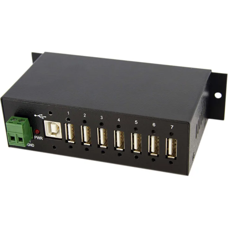 StarTech.com Industrieller montierbarer 7 Port USB 2.0 Hub, Schwarz