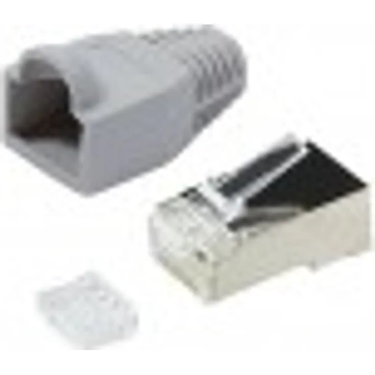 100 x CAT5e RJ45 Patchkabel Modular Crimp Stecker geschirmt grau CAT 5e Netzwerk