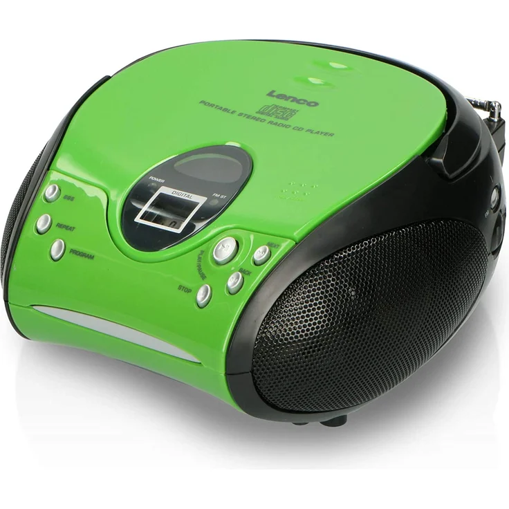 Lenco Radio CD-Player SCD-24 tragbares Stereo UKW-Radio mit CD-Player und Teleskopantenne in grün-schwarz – Bild 1