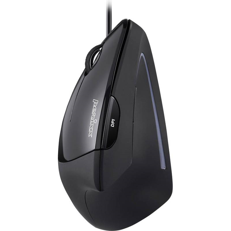 Perixx PERIMI-513L Ergonomische Maus, vertikal, für Linkshänder, 1000-1600 DPI, empfohlen für RSI schwarz schwarz 11516 Linkshänder - Mit Kabel