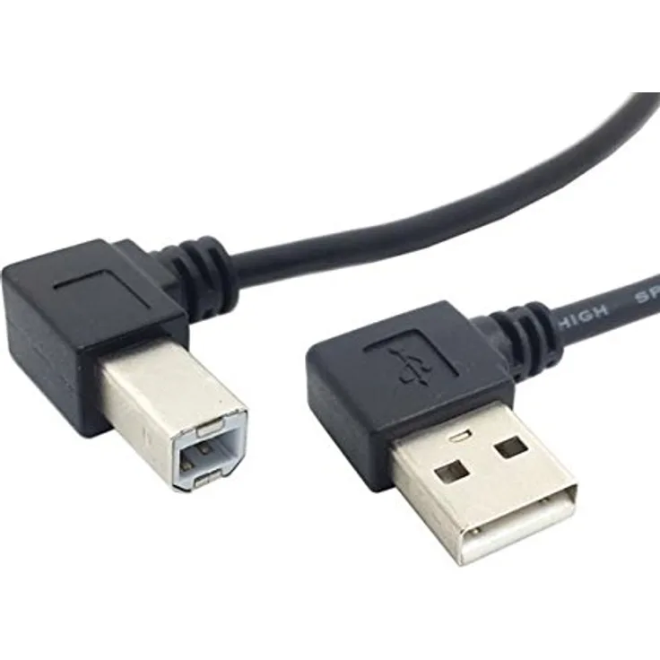 System-S USB A zu USB B Adapter Kabel 90° gewinkelt 90 Grad Winkelstecker Winkel 22 cm
