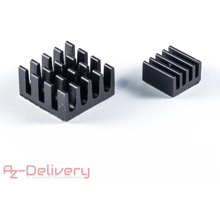 AZDelivery 2er Set schwarze Alu Kühlkörper passiv für Raspberry Pi 3 mit wärmeleitender Spezialklebefolie
