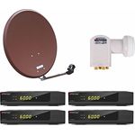 Opticum Red 4 TNA AX300 LQP-04H QA 60 Digitale 4 Teilnehmer Satelliten-Komplettanlage HD AX 300 Plus HDTV-Receiver (Quad-LNB, QA 60 cm Antenne Aluminium) ziegelrot