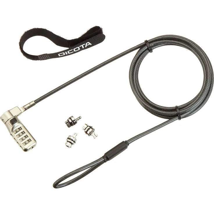 Dicota Universal Security Cable Lock 3 Wechselköpfe für alle Steckplatzkombinationen