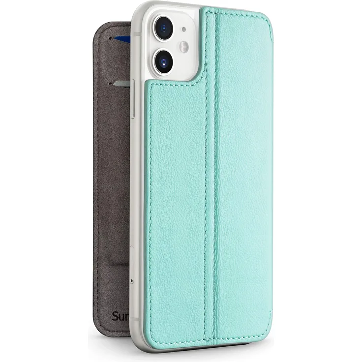 Twelve South SurfacePad for iPhone 11 | Ultra-Slim Luxury Napa Leather Cover + Display Stand with Sleep-Wake (Green)