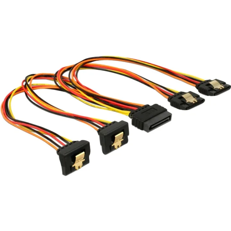 DeLOCK - Netz-Splitter - SATA Leistung (S) gerade bis SATA Leistung (R) angled / straight - 3,3 / 5 / 12 V - 30cm - eingerastet - Schwarz, Gelb, Rot, orange (60151)