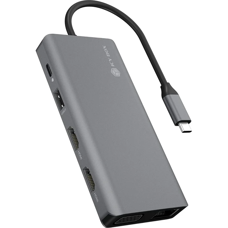 ICY BOX mobile Type-C DockingStation IB-DK4070-CPD 3x USB A 1xType-C mit Power Delivery bis zu 100 Watt 2x HDMI bis zu 4K 30Hz – Bild 1
