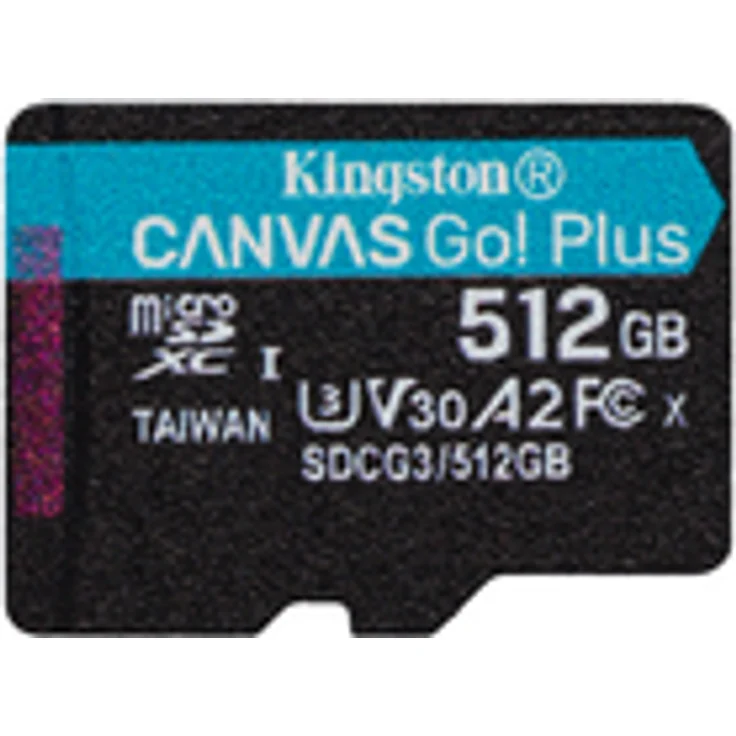Kingston SDCG3-512GBSP microSD Speicherkarte ( 512GB microSDXC Canvas Go Plus 170R A2 U3 V30 Ohne SD Adapter) – Bild 1