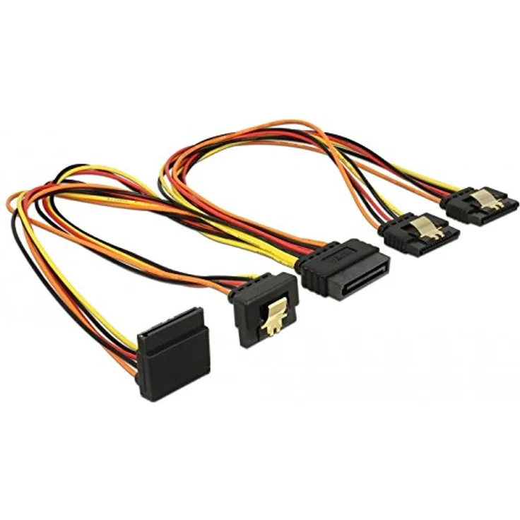 DeLOCK - Netz-Splitter - SATA Leistung (S) eingerastet bis SATA Leistung (R) Metallclip - 3,3 / 5 / 12 V - 30cm - Schwarz, Gelb, Rot, orange (60148)