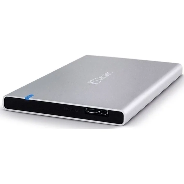 Fantec ALU7MMU3 Externes Festplattengehäuse (für 6, 35 cm (2, 5 Zoll) SATA Festplatte oder SSD, Unterstützt SATA III 6G Festplatten und Usap, USB 3.0 SuperSpeed Anschluss, Aluminium Gehäuse) Silber