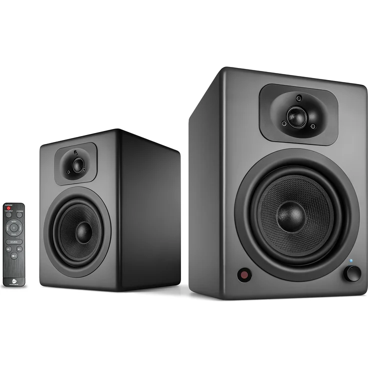 wavemaster TWO NEO stone gray Regallautsprecher-System (60 Watt) mit Bluetooth-Streaming, digitalen Anschlüssen und IR-Fernbedienung Aktiv-Boxen Nutzung für TV-Tablet-Smartphone, dunkelgrau (66364) Regallautsprecher - 60 Watt - schwarz – Bild 1