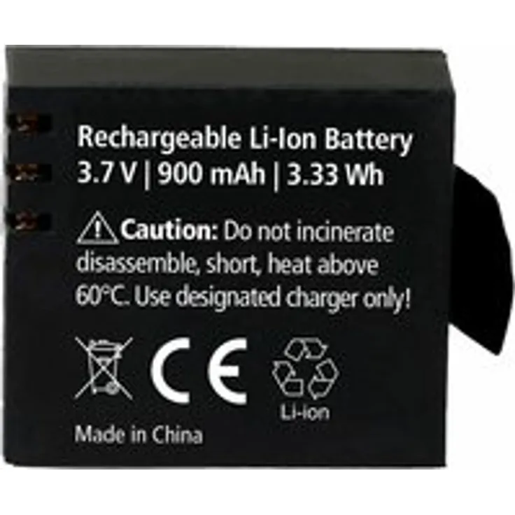 Rollei Akku Actioncam 372 - 510 - 610 - 525 - 625 - 540 - Lithium-Ionen-Akku (3,7 V-900 mAh) - Schwarz