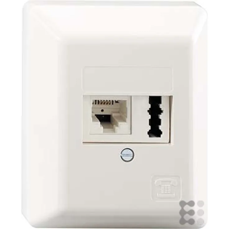 Rutenbeck Telefon-Anschlussdose, TAE/UAE, Kombi, AP reinweiß