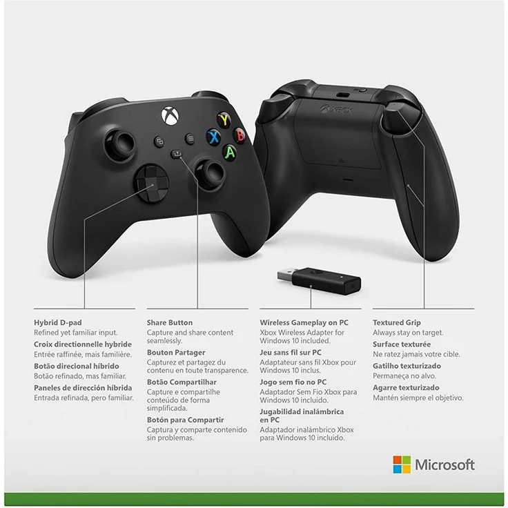 Microsoft Xbox One S Wireless Controller inkl. Adapter Schwarz (1VA-00002) (PC) – Bild 4