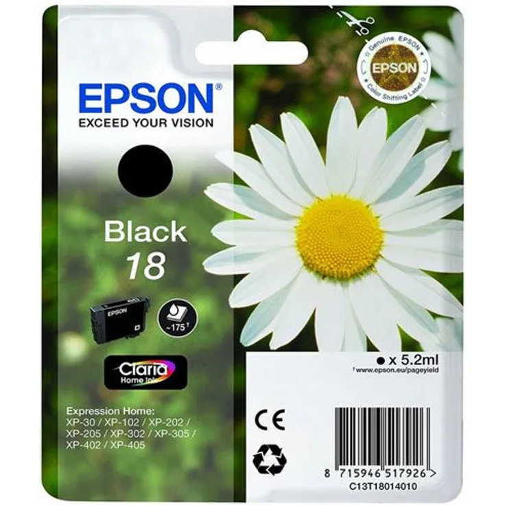 Epson C13T18014012 5.2ml 175Seiten Schwarz Tintenpatrone