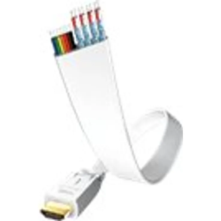 in-akustik Premium - HDMI mit Ethernetkabel - HDMI (M) bis HDMI (M) - 1.5 m - abgeschirmt - weiß - flach, 4K Unterstützung