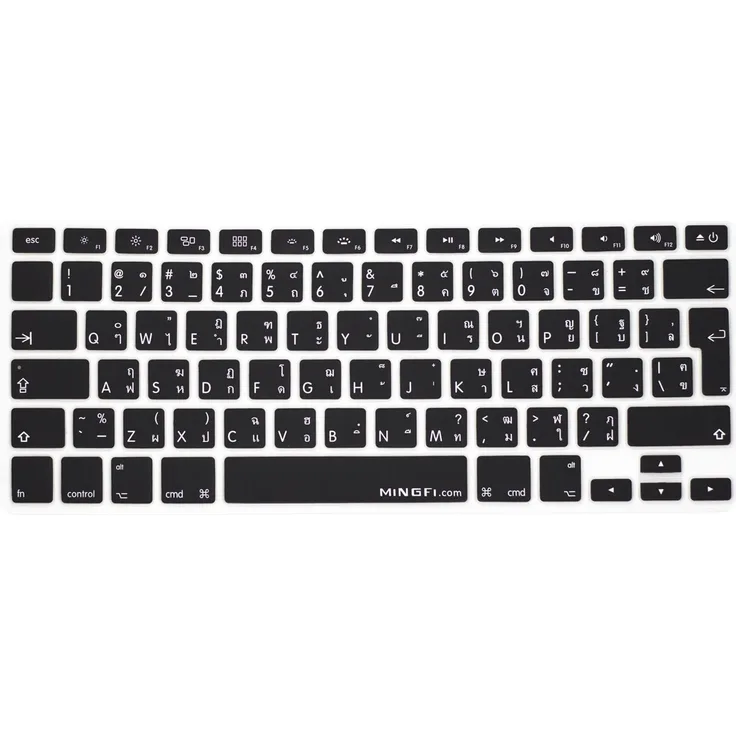 MiNGFi Thai Tastatur Silikon Schutz Abdeckung für MacBook Pro 13, 15, 17 Air 13 Zoll / Wireless Keyboard EU/ISO/DE Keyboard Layout Silicone Cover - Schwarz
