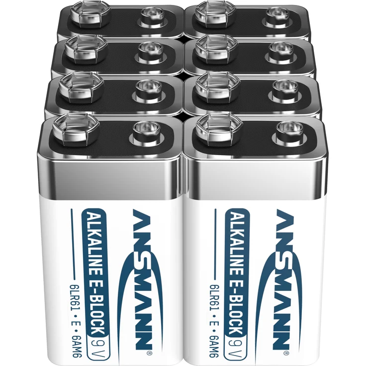 ANSMANN Alkaline longlife 9V Block Batterien (8 Stück) - ideal für Rauchmelder