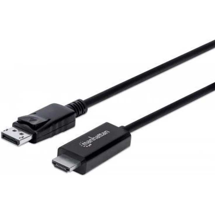 Manhattan - Video- / Audiokabel - DisplayPort / HDMI - DisplayPort (M) bis HDMI (M) - 3 m - Schwarz - geformt, 4K Unterstützung (153218)