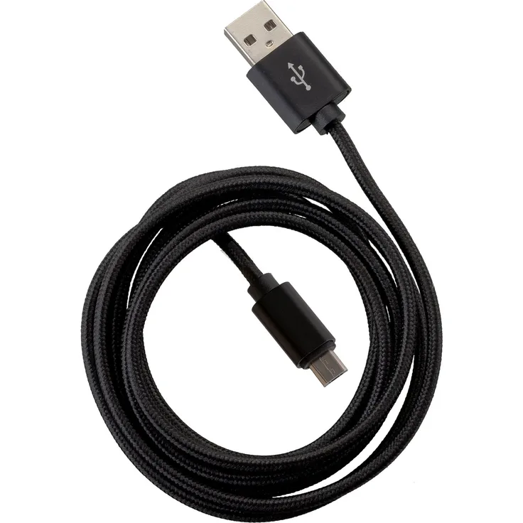 Peter Jäckel Fashion 1,5m USB Data Cable Black für Micro-USB mit Sync- und Ladefunktion