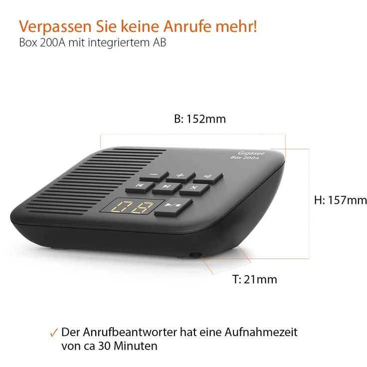 Gigaset Box 200A DECT Basisstation mit Anrufbeantworter für Ihr eigenes Kommunikationssystem mit Gigaset Mobilteilen, Basis unterstützt 6 Mobilteile für den analogen Telefonanschluss, schwarz – Bild 5