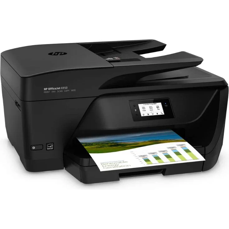 HP Officejet 6950 (4-in-1) Multifunktionsdrucker - (Thermal Inkjet) Farbe, Druckgeschwindigkeit: 16 s/w, 9 Farbe, Auflösung: 1200 x 600, USB, RJ-11, WLAN, Instant Ink (P4C85A#BAW) – Bild 2