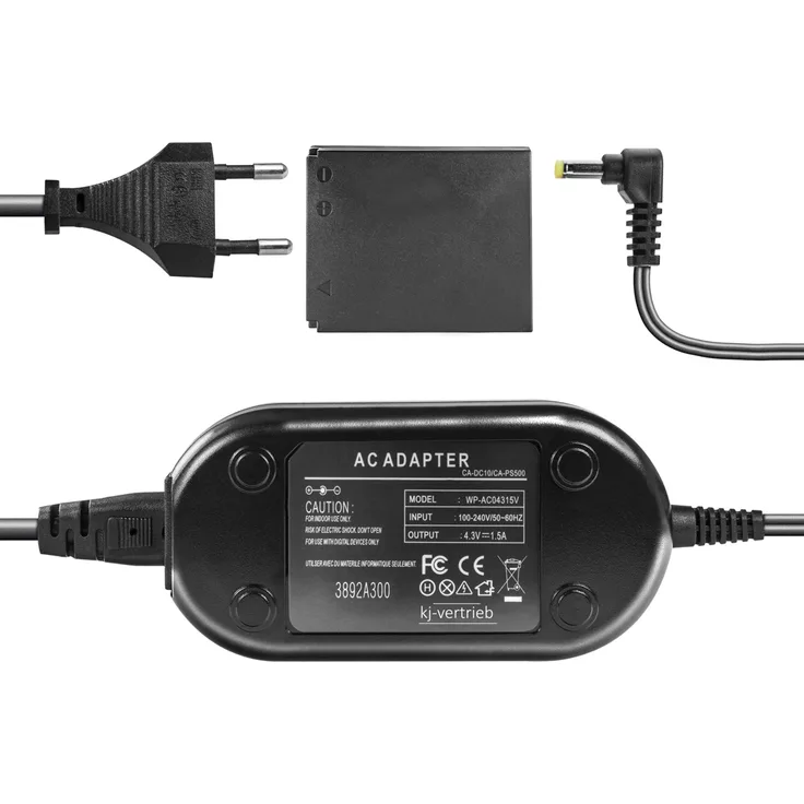 kj-vertrieb Netzteil mit Akkuadapter für Canon Digital IXUS 25is, 85is, 95is, SX240 HS, D10, D20, D30, S90, SX280 HS - ersetzt ACK-DC40 - 4,3V 1,5A