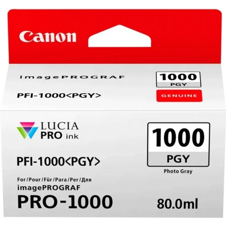 Canon PFI-1000 PGY original Tintenpatrone Foto Grau para Impresora Fotográfica PRO-1000