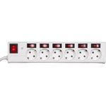 Hama Steckdosenleiste einzeln schaltbar, mit Überspannungsschutz (6-fach, 45 Grad gedreht, Kindersicherung, 1,4m Kabellänge) Mehrfachsteckdose weiß