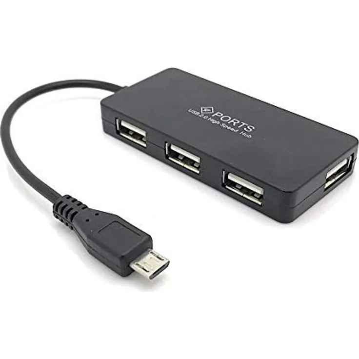 4 Port Micro USB 2.0 OTG Hub schwarz