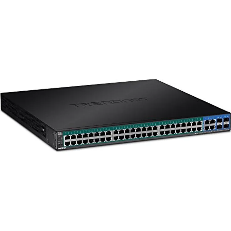 TRENDnet 52-Port Web Smart PoE+ Switch, 48 x Gigabit PoE+ Ports, 4 x geteilte Gigabit Ports (RJ-45 oder SFP), VLAN, QoS, LACP, IPv6 Support, 740W PoE-Gesamtleistung, TPE-5048WS