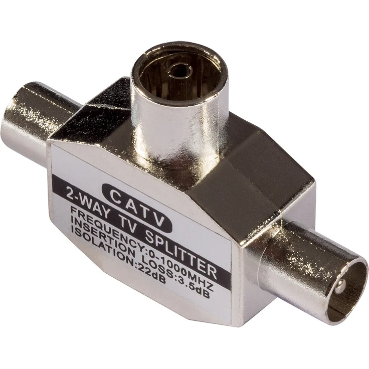 Poppstar 1007771 Antennenverteiler, Koax Adapter, Kupplung, 2x Stecker, zwei TV-Geräte anschließen – Bild 1