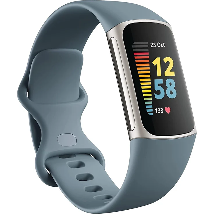 Fitbit Charge 5 Fitness-Tracker GPS, Unisex, Aluminiumgehäuse, Silikonarmband, Steel Blue/Platinum – Bild 1