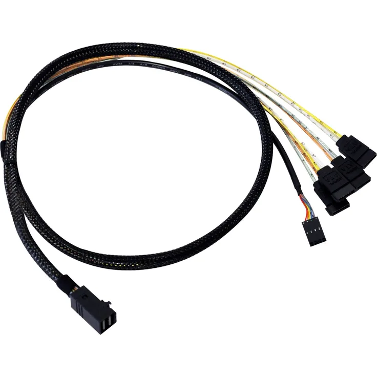 Broadcom Limited LSI - SATA- / SAS-Kabel - mit Sidebands - SAS 12Gbit/s - 4-Lane - 36-polig 4x Mini SAS HD (SFF-8643) - 7-poliges SATA - 1 m (L5-00221-00)