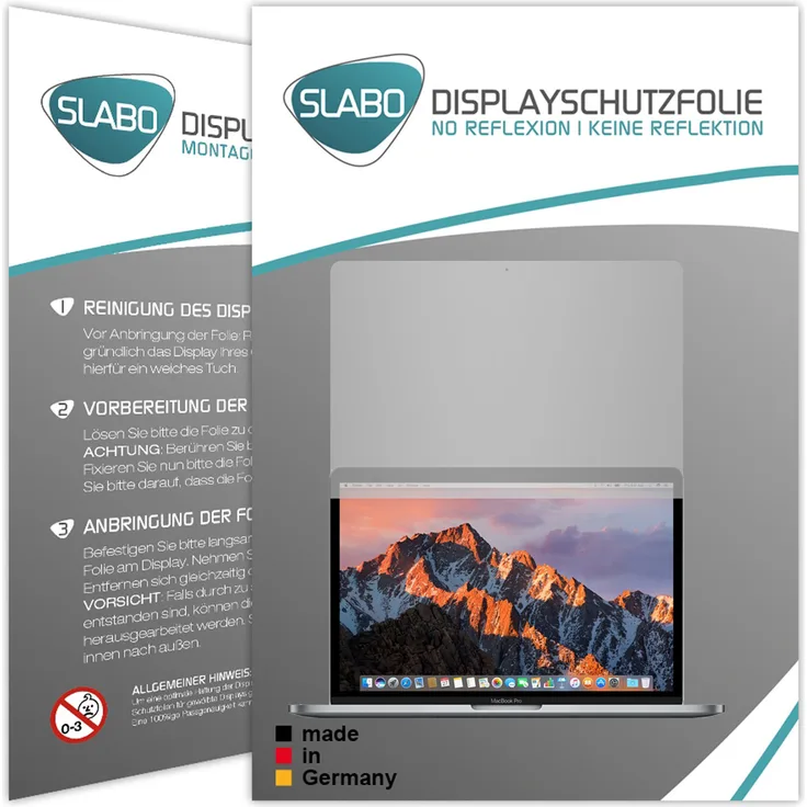 2x Slabo Displayschutzfolie für Apple MacBook Pro 2016 (13,3 Zoll) MATT No Reflexion