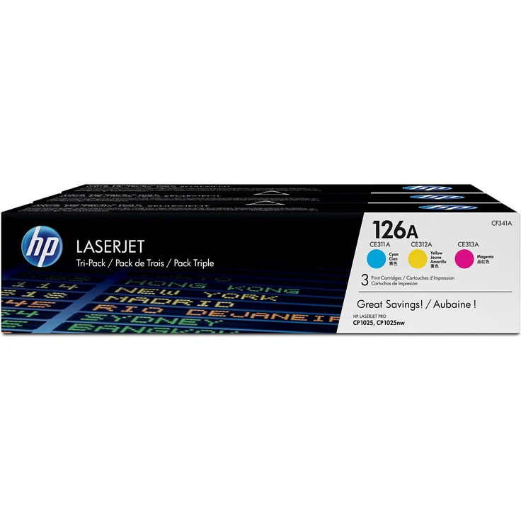 HP 126A (CF341A) Blau/Gelb/Rot Original Toner für HP Color Laserjet Pro CP1025, M175, TopShot Laserjet Pro M274 – Bild 1