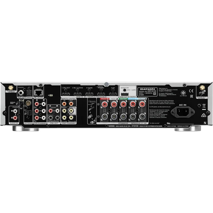 Marantz NR1510 5.2-Kanal AV-Receiver, Hifi Verstärker, HEOS Multiroom, Musikstreaming, AirPlay 2, Bluetooth, Wi-Fi, WLAN, 6 HDMI Eingänge, Alexa Kompatibel – Bild 2